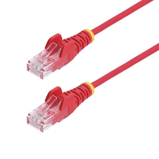 Image de StarTech.com Câble Ethernet CAT6 Rouge Fin de 2m, Sans Accroc, 100W PoE, UTP, LSZH, Fil de Cuivre Pur 28AWG, Cordon Patch Réseau RJ45 avec Serre-Câble, Contrôlé Fluke (N6PAT200CMRDS)