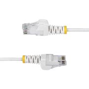 Image de StarTech.com Câble Ethernet CAT6 Blanc Fin de 2,5m, Sans Accroc, 100W PoE, UTP, LSZH, Fil de Cuivre Pur 28AWG, Cordon Patch Réseau RJ45 avec Serre-Câble, Contrôlé Fluke (N6PAT250CMWHS)