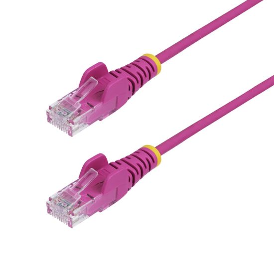 Image de StarTech.com Câble Ethernet CAT6 Rose Fin de 5m, Sans Accroc, 100W PoE, UTP, LSZH, Fil de Cuivre Pur 28AWG, Cordon Patch Réseau RJ45 avec Serre-Câble, Contrôlé Fluke (N6PAT5MPKS)