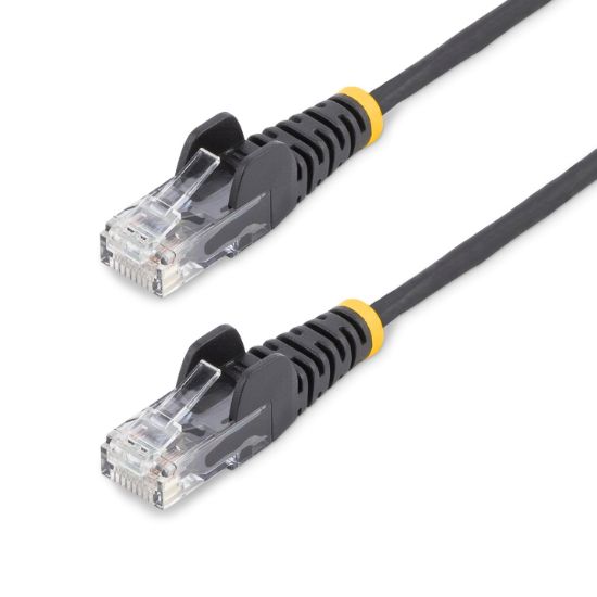 Image de StarTech.com Câble Ethernet CAT6 Noir Fin de 7m, Sans Accroc, 100W PoE, UTP, LSZH, Fil de Cuivre Pur 28AWG, Cordon Patch Réseau RJ45 avec Serre-Câble, Contrôlé Fluke (N6PAT7MBKS)