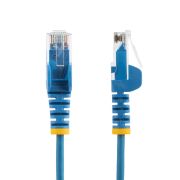 Image de StarTech.com Câble Ethernet CAT6 Bleu Fin de 10m, Sans Accroc, 100W PoE, UTP, LSZH, Fil de Cuivre Pur 28AWG, Cordon Patch Réseau RJ45 avec Serre-Câble, Contrôlé Fluke (N6PAT10MBLS)