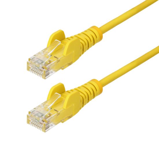 Image de StarTech.com Câble Ethernet CAT6 Jaune Fin de 15m, Sans Accroc, 100W PoE, UTP, LSZH, Fil de Cuivre Pur 28AWG, Cordon Patch Réseau RJ45 avec Serre-Câble, Contrôlé Fluke (N6PAT15MYLS)