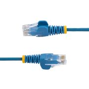 Image de StarTech.com Câble Ethernet CAT6 Bleu Fin de 15m, Sans Accroc, 100W PoE, UTP, LSZH, Fil de Cuivre Pur 28AWG, Cordon Patch Réseau RJ45 avec Serre-Câble, Contrôlé Fluke (N6PAT15MBLS)