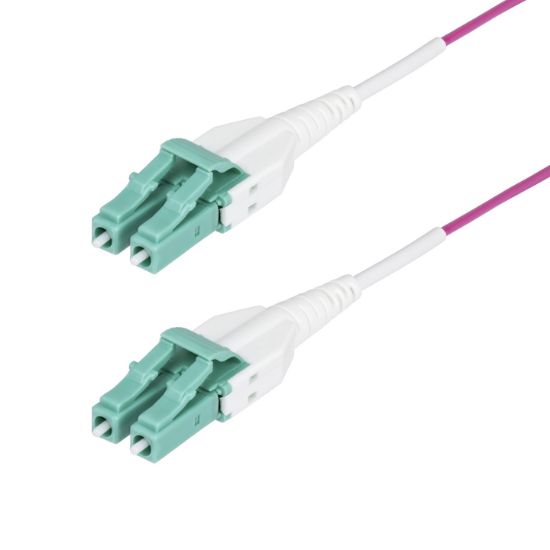 Image de StarTech.com Câble Fibre Optique Multimode OM4 LC vers LC (UPC) de 50m, Erika Violet, 50/125 µm, 40G/100G, LOMMF/VCSEL, Cordon de Raccordement Fibre Optique Uniboot, Certifié ... (OM4RLCLC50M)