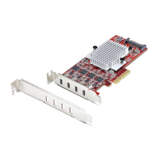 Image de StarTech.com Carte PCIe USB-C 4 Ports, USB 3.2 10 Gbit/s, Carte d'Extension PCI Express USB-C, 4 Contrôleurs USB Indépendants, Carte PCIe USB Type-C, Windows/Linux/mac ... (P10Q4C-USB-CARD-LP)