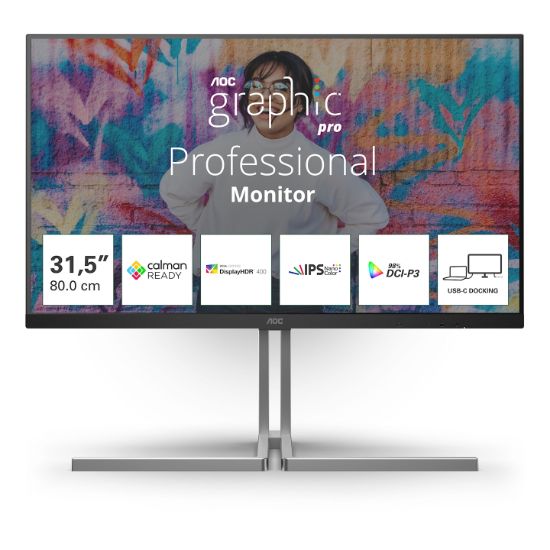 Image de AOC U3 écran plat de PC 80 cm (31.5") 3840 x 2160 pixels 4K Ultra HD LCD Noir (U32U3CV)