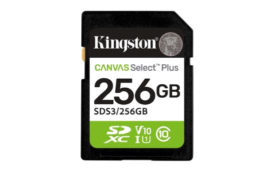 Image de Kingston Technology 256 Go SDXC Canvas Select Plus Gen3 150 Mo/s C10 UHS-I U1 V10 (SDS3/256GB)
