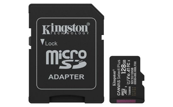 Image de Kingston Technology 128GB microSDXC Canvas Select Plus Gen3 150MB/s A1 (Adaptateur SD inclus) (SDCS3/128GB)