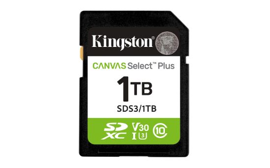 Image de Kingston Technology 1 To SDXC Canvas Select Plus Gen3 150 Mo/s C10 UHS-I U3 V30 (SDS3/1TB)