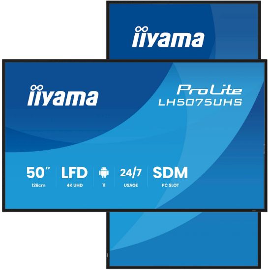 Image de iiyama Écran d'affichage dynamique Écran plat de signalisation numérique 125,7 cm (49.5") LCD Wifi 500 cd/m² 4K Ultra HD Noir Intégré dans le processeur Android 24/7 (LH5075UHS-B2AG)
