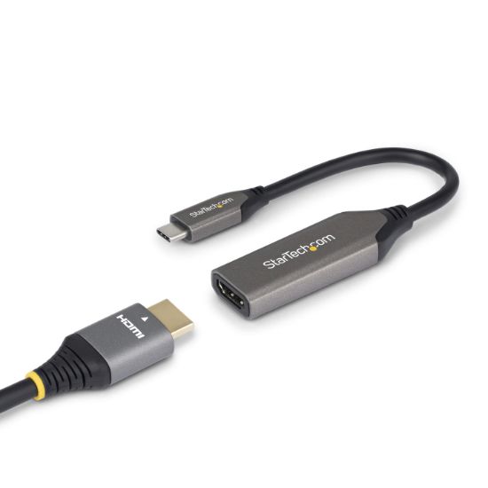 Image de StarTech.com Adaptateur USB-C vers HDMI, 8K 60 Hz / 4K 120 Hz, Compatible Thunderbolt / USB4, Convertisseur USB C vers HDMI 2.1, HDR10+, Câble de 20 cm (112B-USBC-HDMI21)