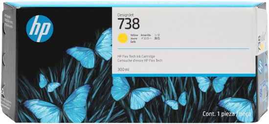 Image de HP Cartouche d’encre DesignJet 738, jaune, 300 ml (676M8A)