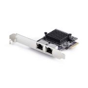 Image de StarTech.com Carte Réseau PCIe Gigabit 5G à 2 Ports, Carte LAN PCI Express 5G/2,5G/1G/100M/10M, Realtek RTL8126, Windows et Linux, Conforme TAA (PR25GR-NETWORK-CARD)