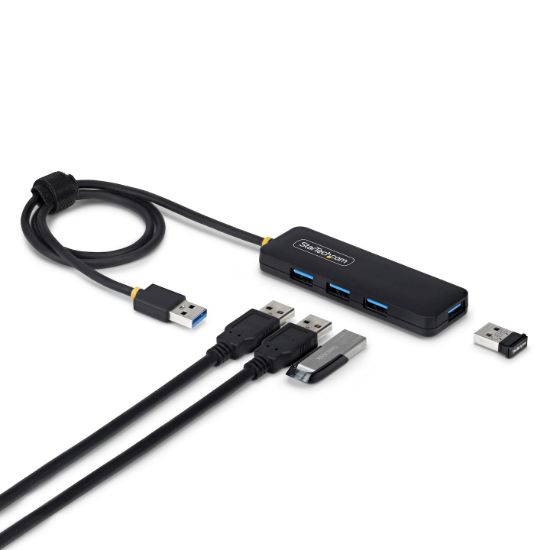 Image de StarTech.com Hub USB-A à 4 Ports, 5 Gbps, Alimenté par Bus, Mini-Hub USB-A vers 4x USB-A, Câble Hôte Extra Long de 61 cm, Plastique PCR, Hub USB Portable pour Ordinateur ... (H5A4A-USB-HUB-2)