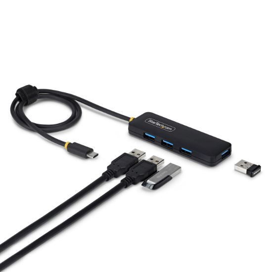 Image de StarTech.com Hub USB-C à 4 Ports, 5 Gbps, Alimenté par Bus, Mini-Hub USB-C vers 4x USB-A, Câble Hôte Extra Long de 61 cm, Plastique PCR, Hub USB Portable pour Ordinateur ... (H5C4A-USB-HUB-2)