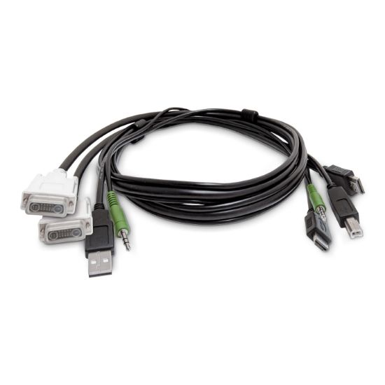 Image de StarTech.com Câble KVM Double Affichage de 1,8 m, 2x DVI vers 2x HDMI, USB 2.0, 3,5 mm, Câble Combo Universel pour KVM HDMI Double Moniteur, Conforme TAA (SK2DVI2HDMMKVM06-TAA)