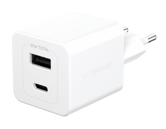 Image de PanzerGlass empower™ by ® Turbo 35W Charger incl. USB-C + USB-A | EU Plug | Silver White Smartphone Blanc Secteur Charge rapide Intérieure (EM94326)