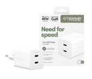 Image de PanzerGlass empower™ by ® Turbo 45W Charger incl. 2 x USB-C | EU Plug | Silver White Smartphone Blanc Secteur Intérieure (EM58685)