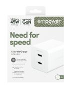 Image de PanzerGlass empower™ by ® Turbo 45W Charger incl. 2 x USB-C | EU Plug | Silver White Smartphone Blanc Secteur Intérieure (EM58685)