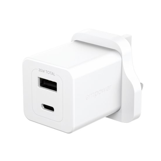 Image de PanzerGlass empower™ by ® Turbo 35W Charger incl. USB-C + USB-A | UK Plug| Silver White Blanc (EM51576)
