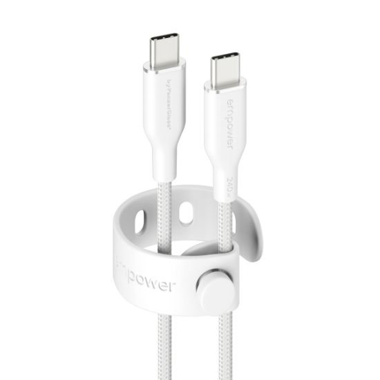 Image de PanzerGlass empower™ by ® Racing 240W USB-C to USB-C Cable | USB 2.0 | 1.2M | Silver White câble USB Blanc (EM77569)