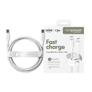 Image de PanzerGlass empower™ by ® Racing 240W USB-C to USB-C Cable | USB 2.0 | 1.2M | Silver White câble USB Blanc (EM77569)