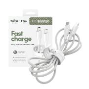 Image de PanzerGlass empower™ by ® Racing 240W USB-C to USB-C Cable | USB 2.0 | 1.2M | Silver White câble USB Blanc (EM77569)