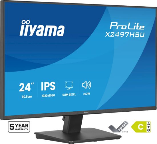 Image de iiyama ProLite écran plat de PC 60,5 cm (23.8") 1920 x 1080 pixels Full HD LED Noir (X2497HSU-B1)