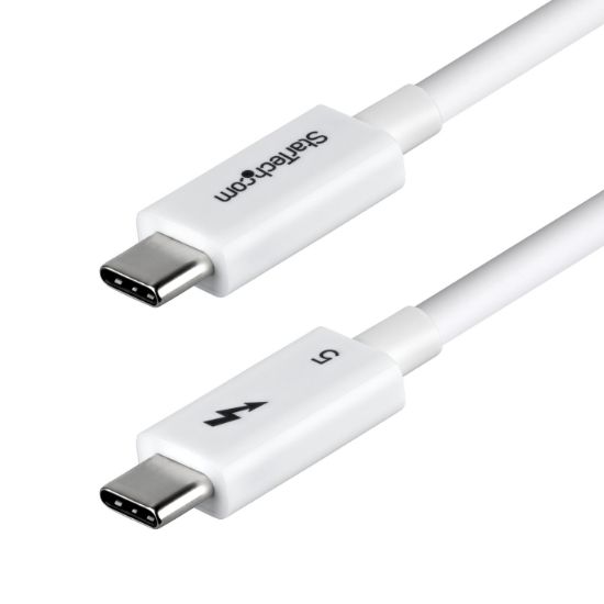 Image de StarTech.com Câble Thunderbolt 5 de 1m, 80 Gbps/Jusqu'à 120 Gbps, PD 240W, 8K 60Hz, Câble Thunderbolt Certifié, Compatible avec Thunderbolt 4/USB4/USB-C - Blanc (TBLT5MM1M240WWH)