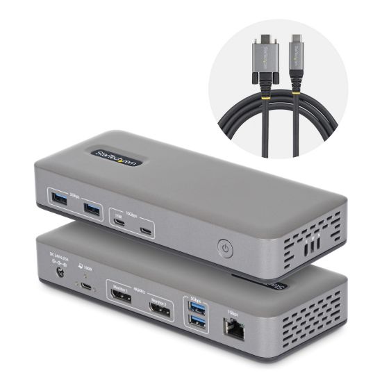 Image de StarTech.com Station d'Accueil USB-C à Deux Écrans, DisplayPort, 4K 60Hz, Recharge d'Ordinateur Portable 100 W, 1 GbE, Sans Pilote, Station d'Accueil Multi-Écrans pour Wi ... (201UE-USBC-DOCK)