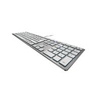 Image de CHERRY KC 6000 Slim clavier Universel USB AZERTY Belge Argent, Blanc (JK-1600BE-1)