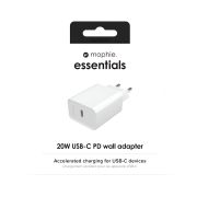 Image de mophie essentials 20W USB-C PD wall adapter Universel Blanc Secteur Charge rapide Intérieure (409911856)