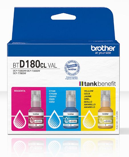 Image de Brother Bouteilles d'encre couleur multipack | 3 couleurs (BTD180CLVAL)