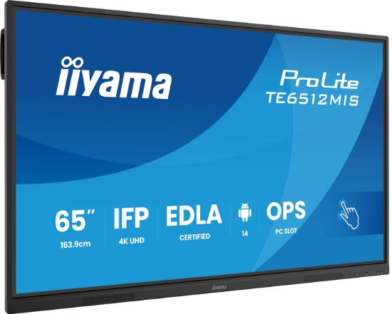 Image de iiyama Écran d'affichage dynamique Écran plat interactif 165,1 cm (65") LCD Wifi 400 cd/m² 4K Ultra HD Noir Écran tactile Intégré dans le processeur Android 24/7 (TE6512MIS-B4AG)