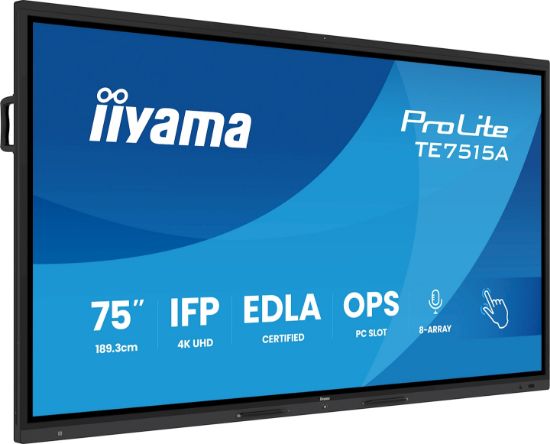 Image de iiyama Écran d'affichage dynamique Écran plat interactif 190,5 cm (75") Wifi 550 cd/m² 4K Ultra HD Noir Écran tactile Intégré dans le processeur Android (TE7515A-B1AG)