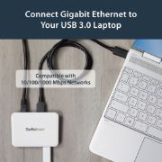 Image de StarTech.com Adaptateur réseau USB 3.0 vers Gigabit Ethernet avec hub à 3 ports (ST3300U3S)