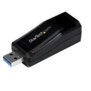 Image de StarTech.com Adaptateur Réseau USB 3.0 vers RJ45 Gigabit Ethernet - 10/100/1000Mbps - Noir (USB31000NDS)
