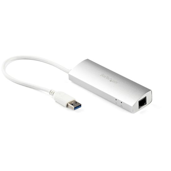 Image de StarTech.com Hub USB à 3 Ports avec Ethernet, USB-A, Gigabit Ethernet/GbE, USB 5Gbps, Design Robuste, Alimentation par Bus, Hub USB 3.0 Portable pour Ordinateur Portable (ST3300G3UA)