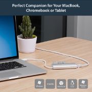 Image de StarTech.com Hub USB à 3 Ports avec Ethernet, USB-A, Gigabit Ethernet/GbE, USB 5Gbps, Design Robuste, Alimentation par Bus, Hub USB 3.0 Portable pour Ordinateur Portable (ST3300G3UA)