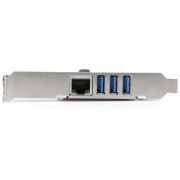 Image de StarTech.com Carte PCI Express à 3 ports USB 3.0 et 1 port Gigabit Ethernet avec UASP (PEXUSB3S3GE)