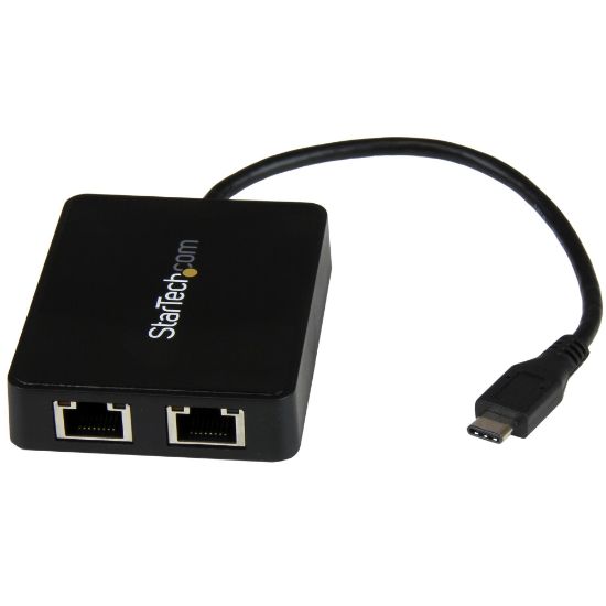 Image de StarTech.com Adaptateur réseau USB-C vers 2 ports Gigabit Ethernet avec port USB 3.0 (Type-A) (US1GC301AU2R)