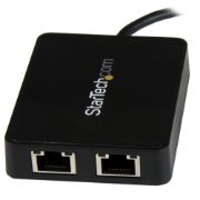 Image de StarTech.com Adaptateur réseau USB-C vers 2 ports Gigabit Ethernet avec port USB 3.0 (Type-A) (US1GC301AU2R)