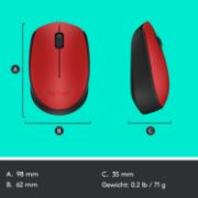 Image de Logitech M171 Red-K souris Ambidextre RF sans fil Optique 1000 DPI (910-004641)
