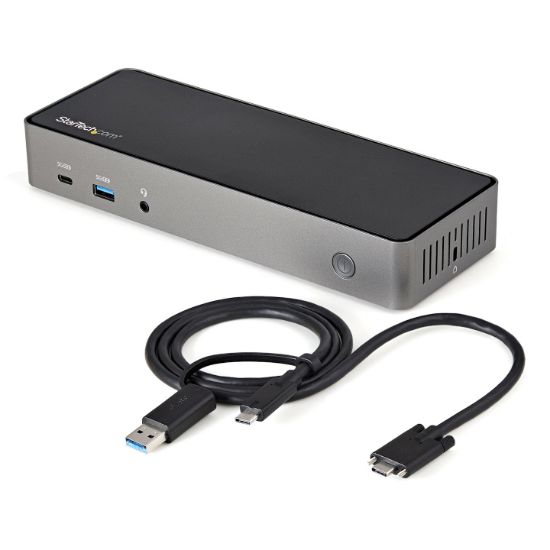 Image de StarTech.com Dock USB-C & USB-A - Station d'Accueil Universelle à Triple Écran DisplayPort & HDMI 4K 60Hz - 85W Power Delivery, 6x USB Hub, GbE, Audio - USB 3.1 Gen 2 10Gbps (DK31C3HDPDUE)
