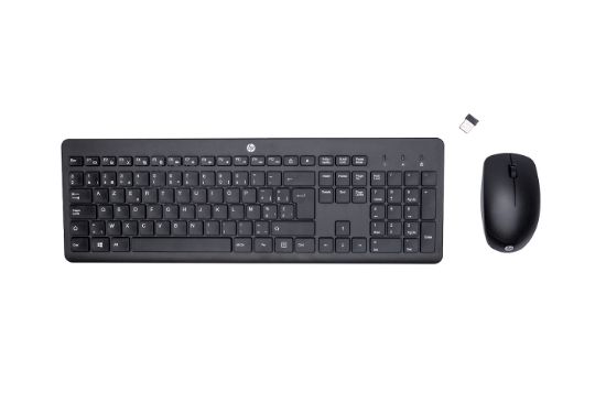 Image de HP 230 Wireless Mouse and Keyboard Combo clavier Souris incluse Bureau RF sans fil AZERTY Belge Noir (18H24AA#AC0)