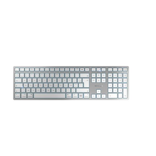 Image de CHERRY KW 9100 SLIM FOR MAC clavier Universel USB + Bluetooth AZERTY Français Argent (JK-9110FR-1)