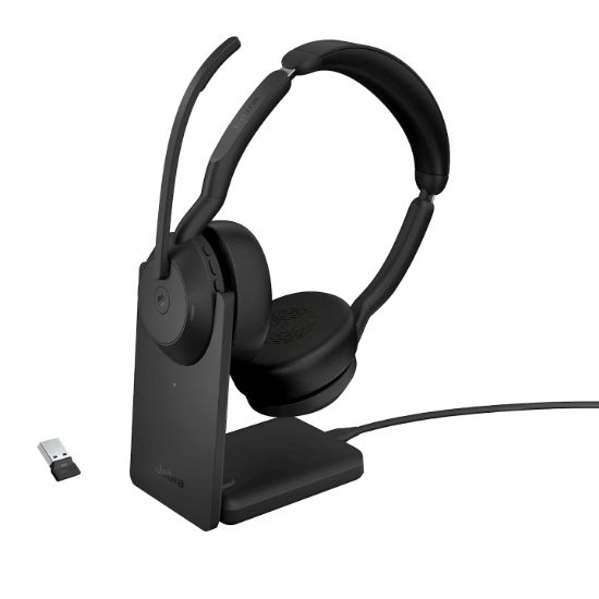 Image de Jabra Evolve2 55 Casque Avec fil &sans fil Arceau Bureau/Centre d'appels Bluetooth Socle de chargement Noir (25599-999-989)