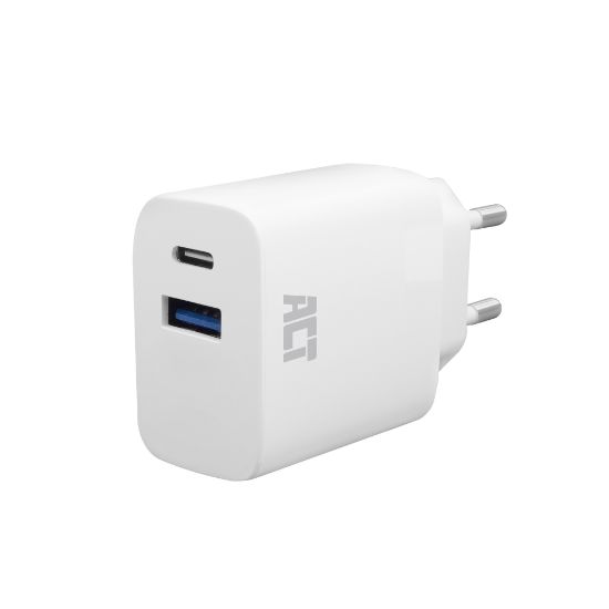 Image de ACT chargeur d'appareils mobiles Universel Blanc Secteur Charge rapide Auto (AC2122)
