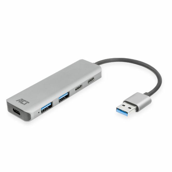 Image de ACT hub & concentrateur USB 3.2 Gen 1 (3.1 Gen 1) Type-A 5000 Mbit/s Gris (AC6125)