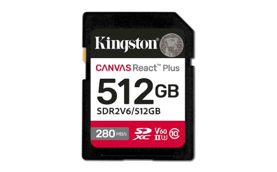 Image de Kingston Technology 512GB Canvas React Plus SDXC UHS-II 280R/150W U3 V60 for Full HD/4K (SDR2V6/512GB)
